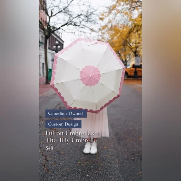 Jilly Box Navy Umbrella with Wooden Handle - Picture 5 of 6